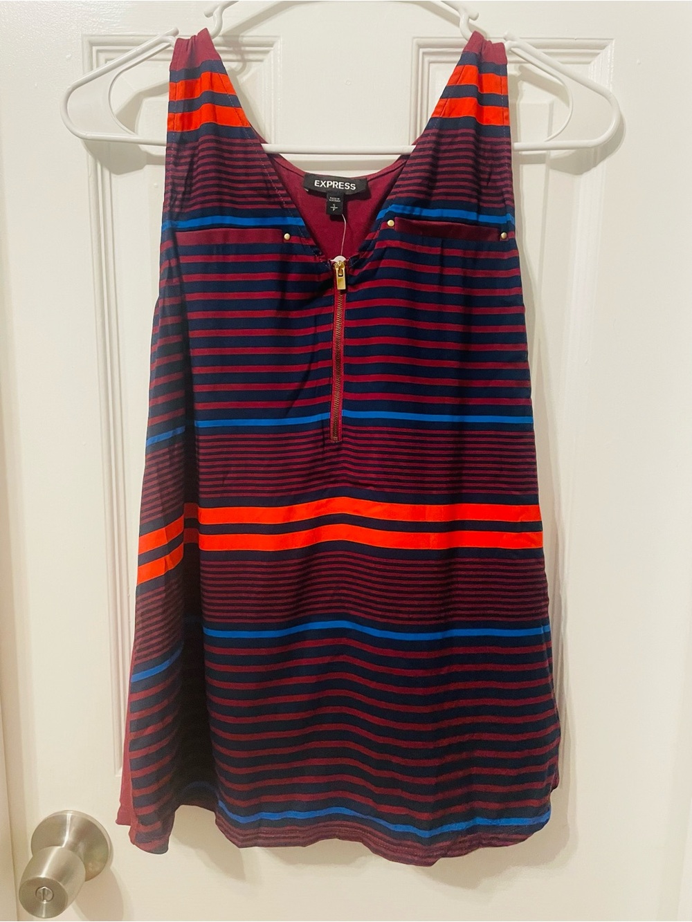 Express Striped Sleeveless Tank Top - Navy, Red, Blue - Picture 1 of 1